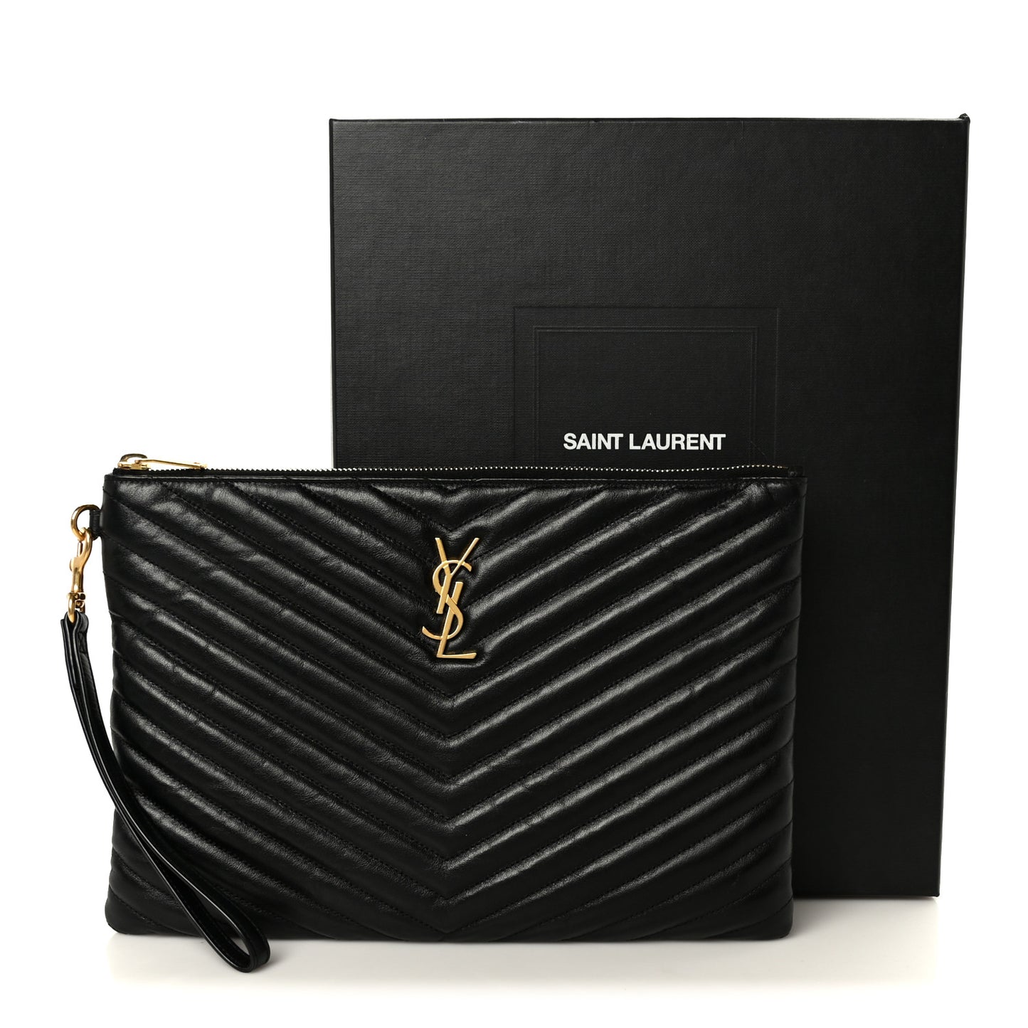 Calfskin Matelasse Monogram Cassandre Tablet Pouch Black