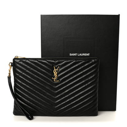 Saint Laurent Calfskin Matelasse Monogram Cassandre Tablet Pouch Black 9 of 9