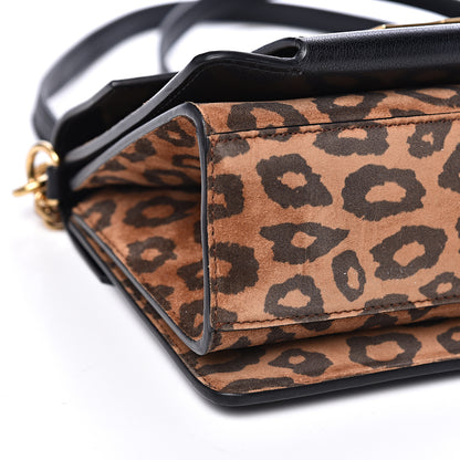 Givenchy Calfskin Suede Leopard Print Small GV3 Shoulder Bag Black Chestnut 6 of 12