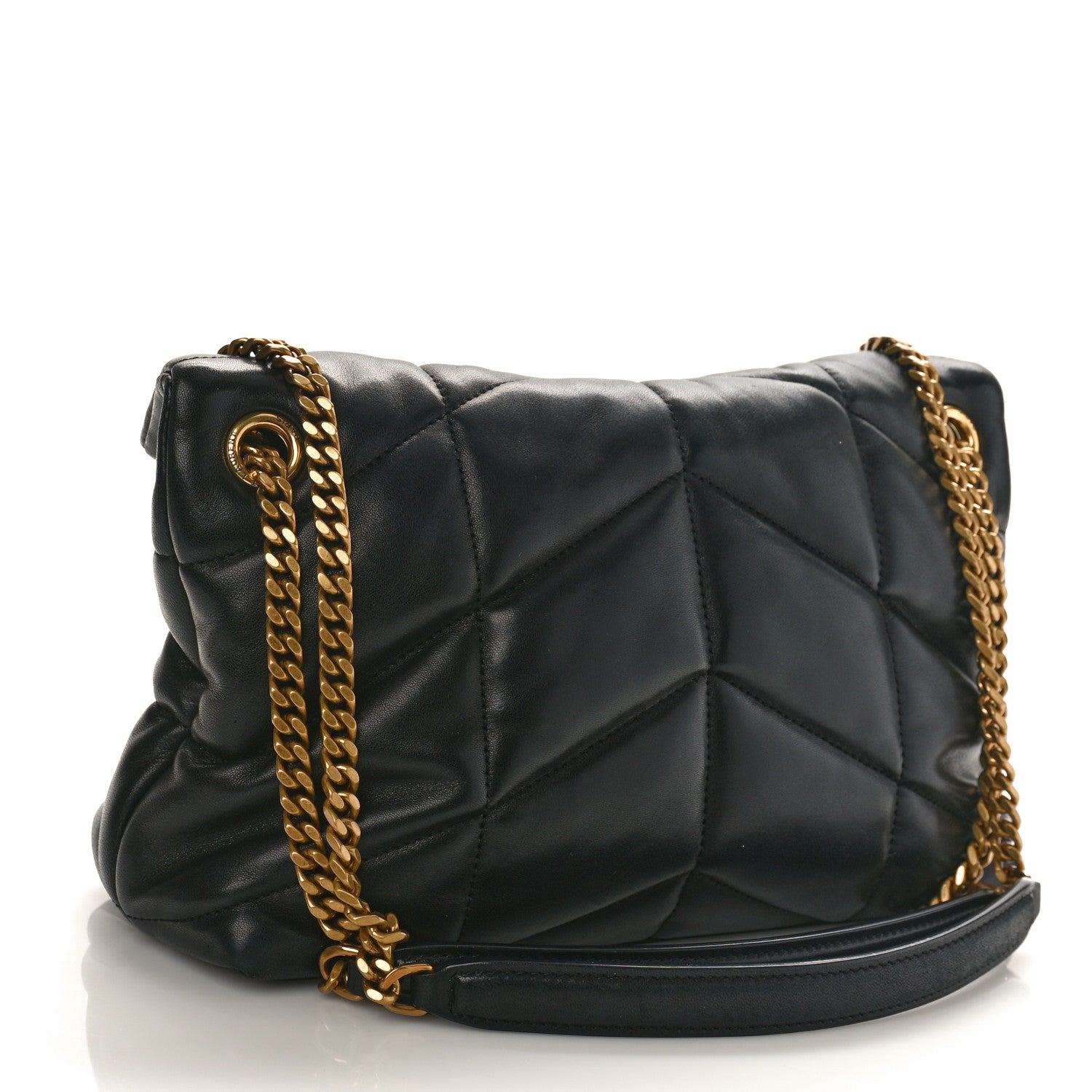 Saint Laurent Lambskin Quilted Small Loulou Puffer Monogram Chain Satchel Black 3 of 8