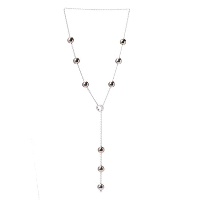 Mikimoto 18K White Gold Diamond Grey South Sea Pearl 8mm Pearls In Motion Necklace 3 of 4