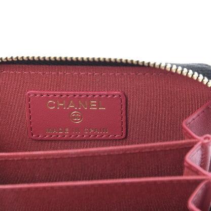 Chanel Shiny Goatskin Quilted Chanel 19 Zip Around Coin Purse Wallet Black 6 of 8