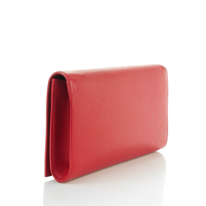 Saint Laurent Calfskin Monogram Large Belle De Jour Clutch Rouge Orient 3 of 7