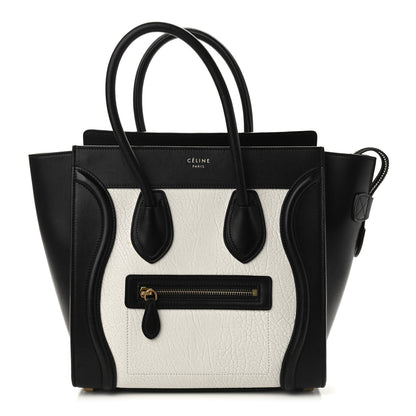 Celine Bullhide Calfskin Micro Bi-Color Luggage Black White 1 of 11