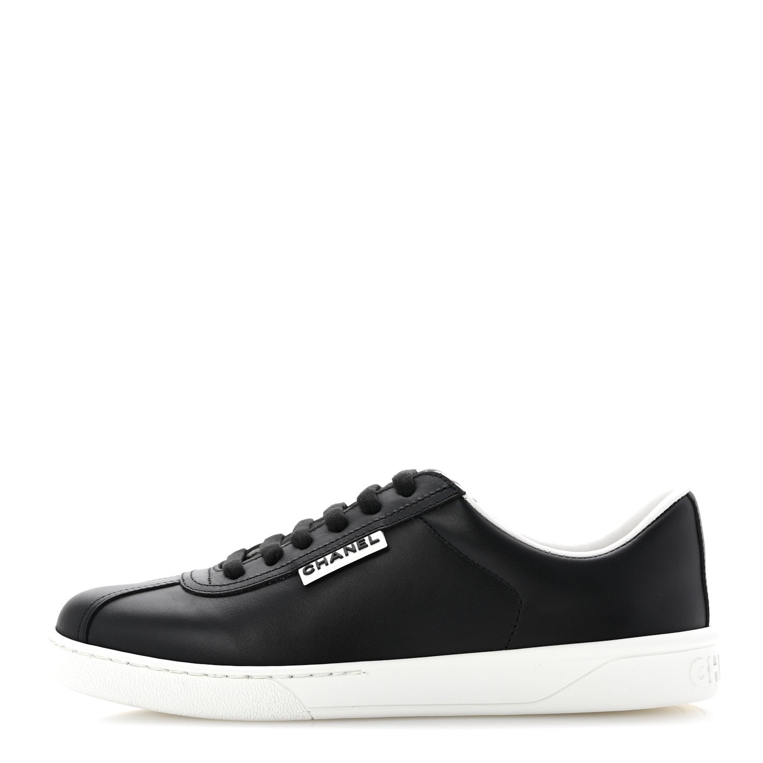 Chanel Calfskin CC Womens Sneakers 37 Black 1 of 9