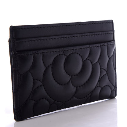 Chanel Lambskin Camellia Embossed Card Holder Black 3 of 9