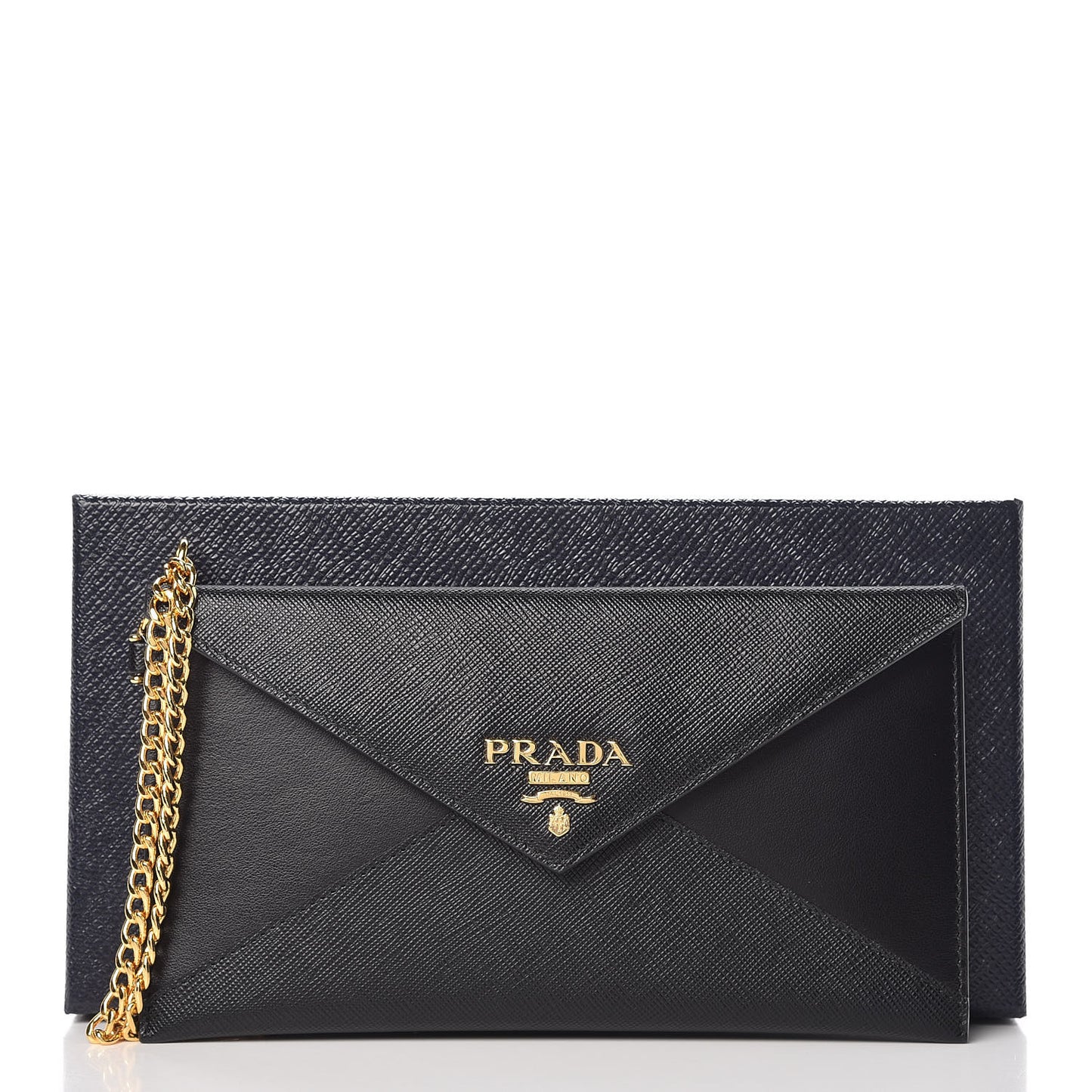 Saffiano Letter Wristlet Wallet Black