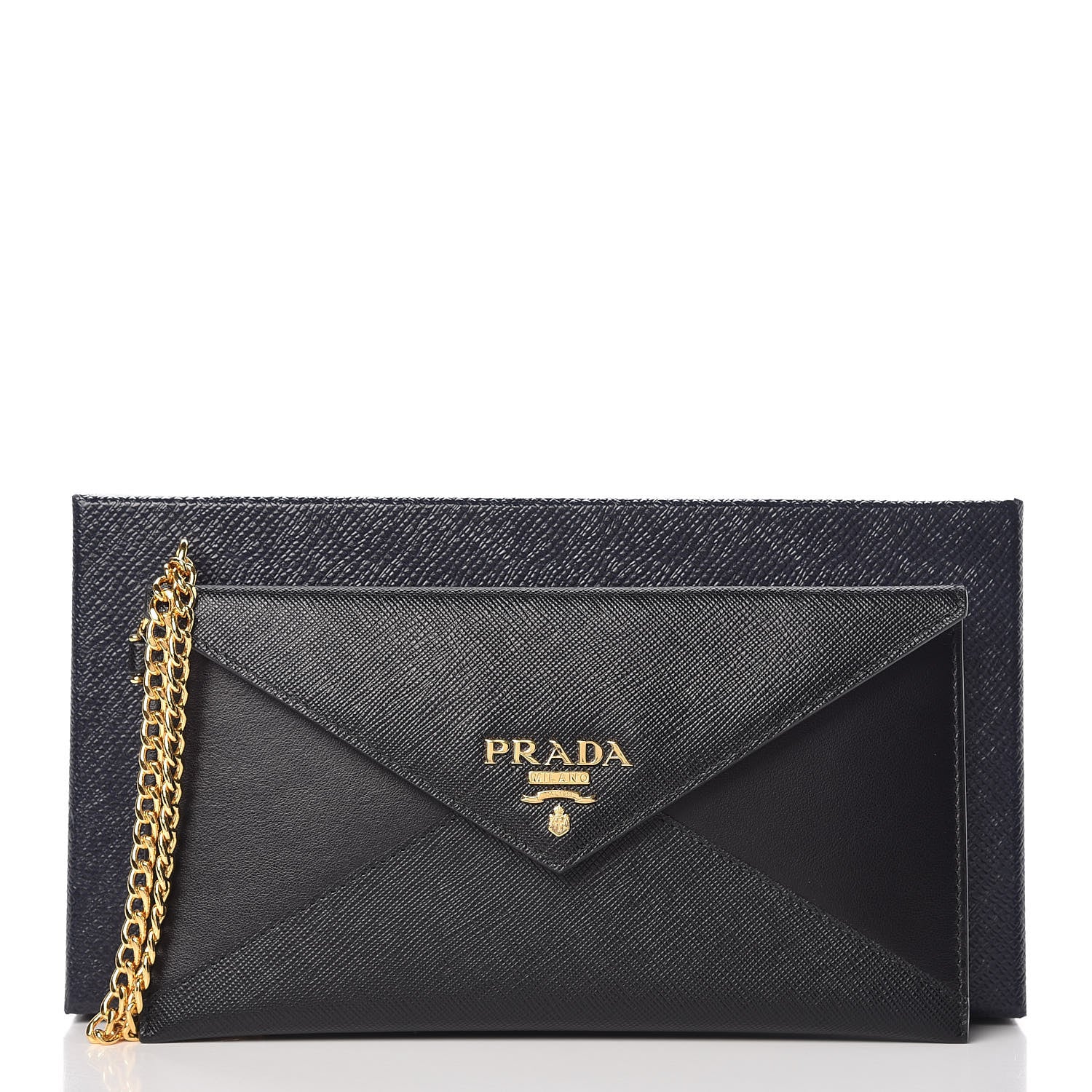 Prada Saffiano Letter Wristlet Wallet Black 9 of 9