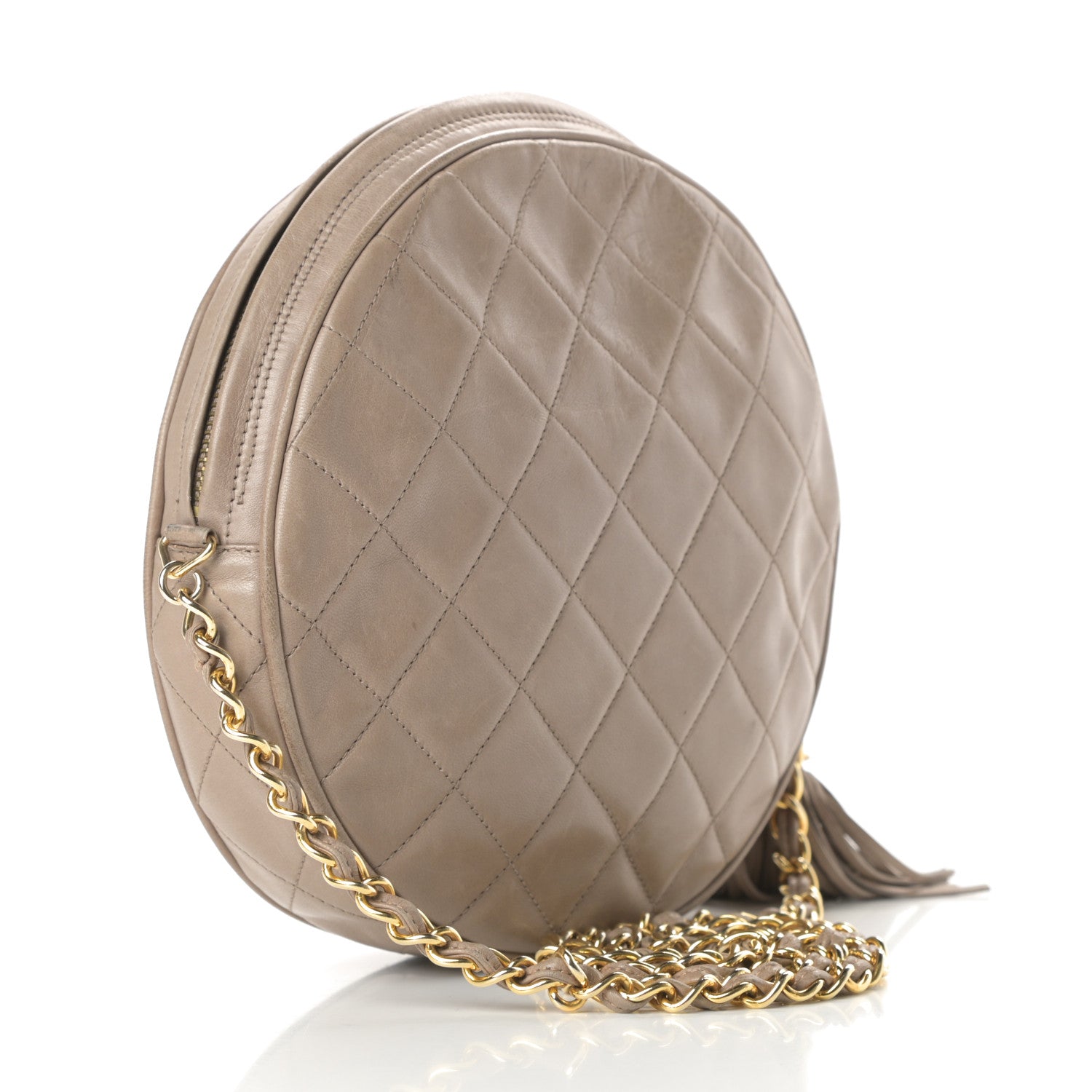 Chanel Lambskin Quilted Round Tassel Crossbody Bag Beige 5 of 15