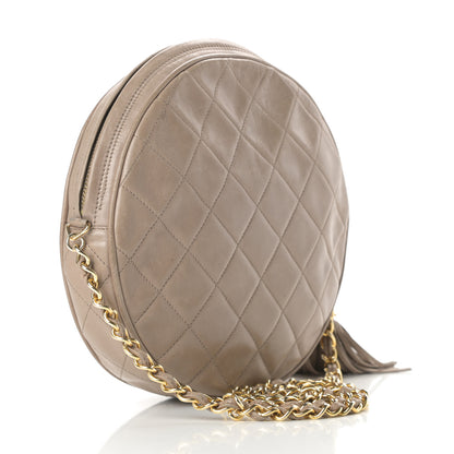 Chanel Lambskin Quilted Round Tassel Crossbody Bag Beige 5 of 15