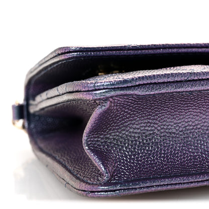 Chanel Iridescent Caviar Quilted Wallet on Chain WOC Dark Blue 10 of 12