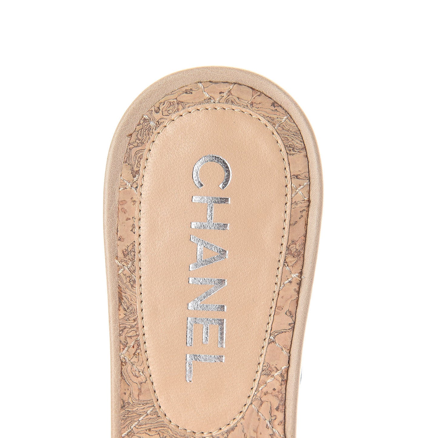 Lambskin Cork Camellia Sandals 37 Beige
