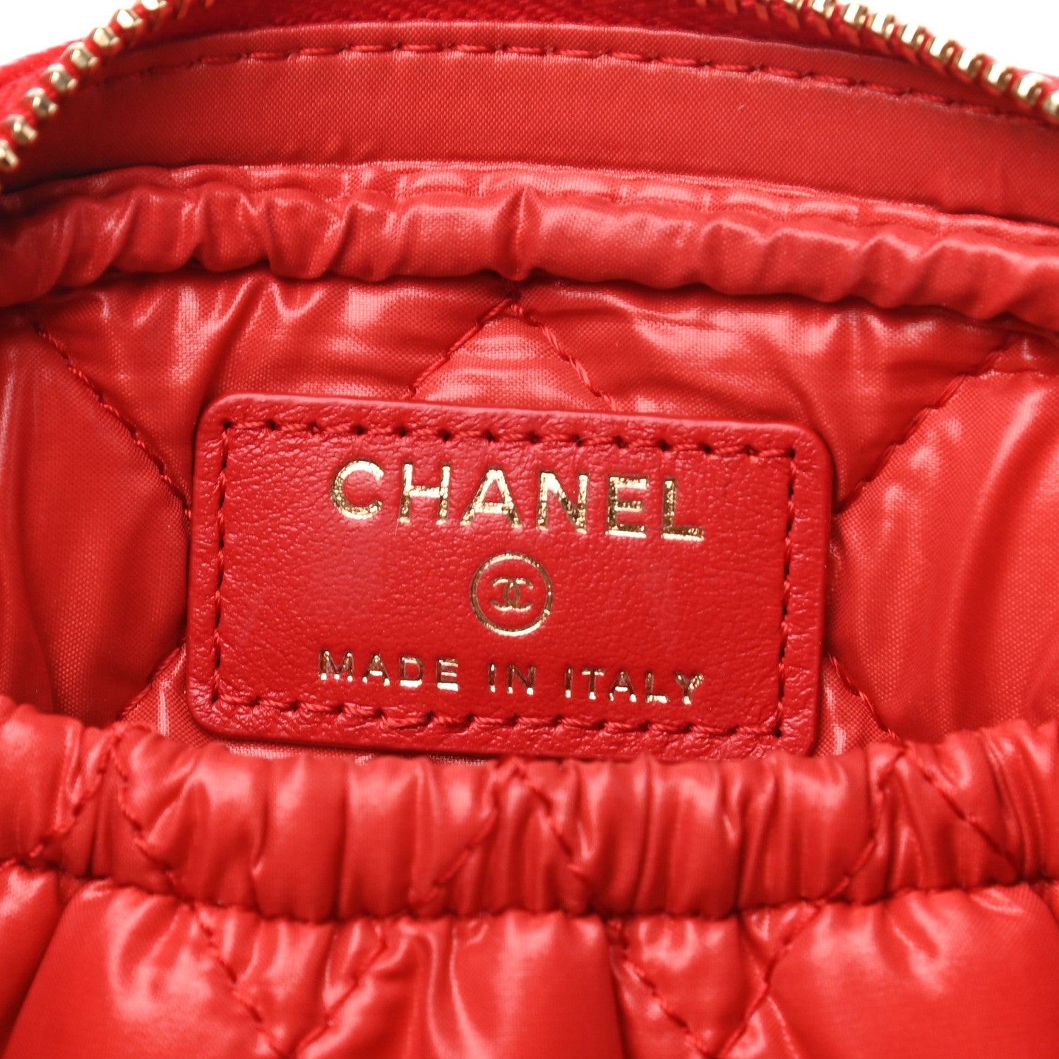 Chanel Caviar Quilted Small Curvy Pouch Cosmetic Case Red 6 of 8