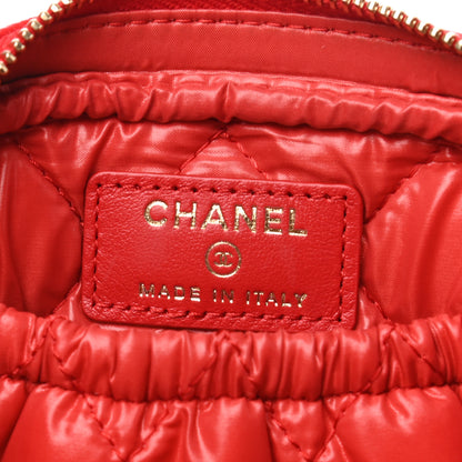 Chanel Caviar Quilted Small Curvy Pouch Cosmetic Case Red 6 of 8