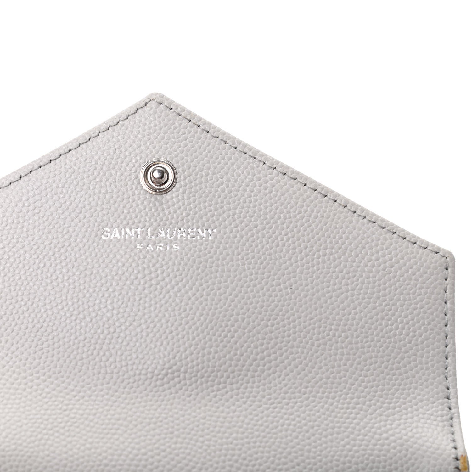 Saint Laurent Grain De Poudre Matelasse Chevron Small Monogram Envelope Wallet Souris 6 of 6