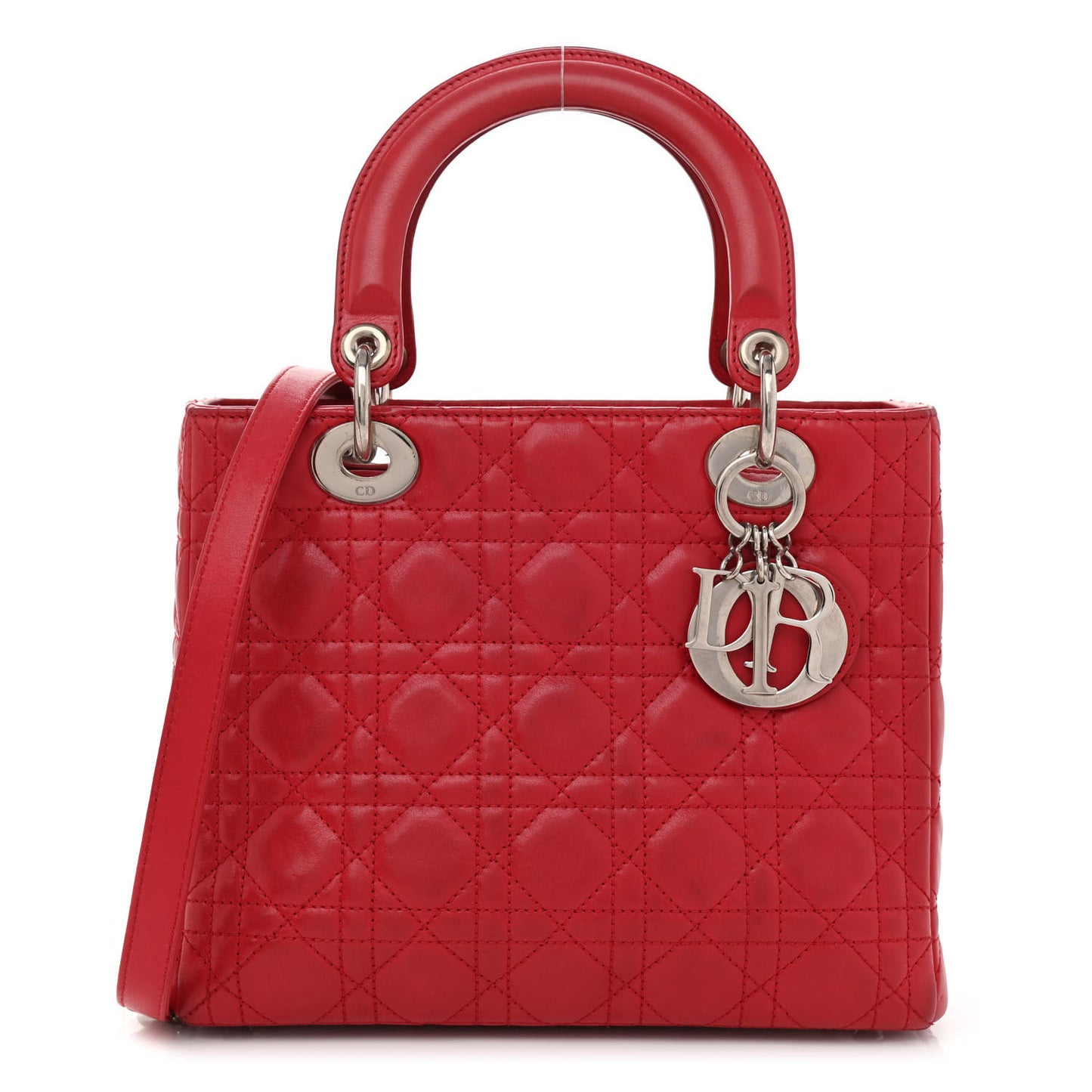 Lambskin Cannage Medium Lady Dior Red