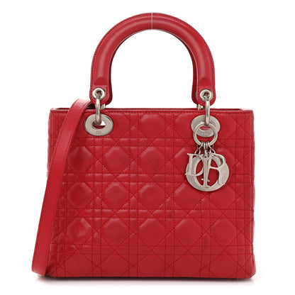 Christian Dior Lambskin Cannage Medium Lady Dior Red 1 of 10