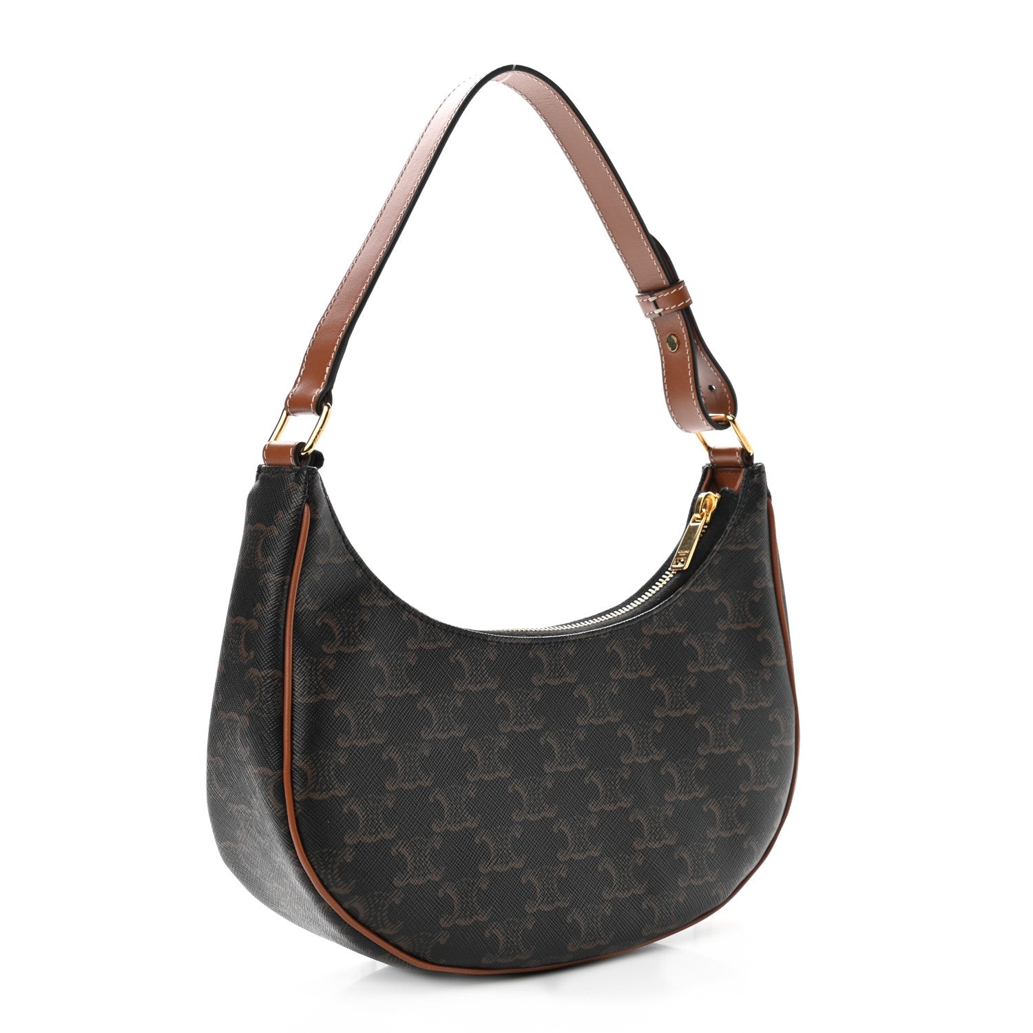 Celine Triomphe Canvas Calfskin Ava Shoulder Bag Tan 3 of 9