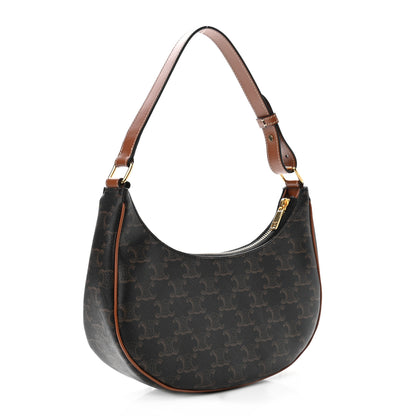 Celine Triomphe Canvas Calfskin Ava Shoulder Bag Tan 3 of 9