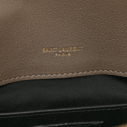 Saint Laurent Sheepskin Matelasse Chevron Monogram Medium College Bag Greyish Brown 8 of 11