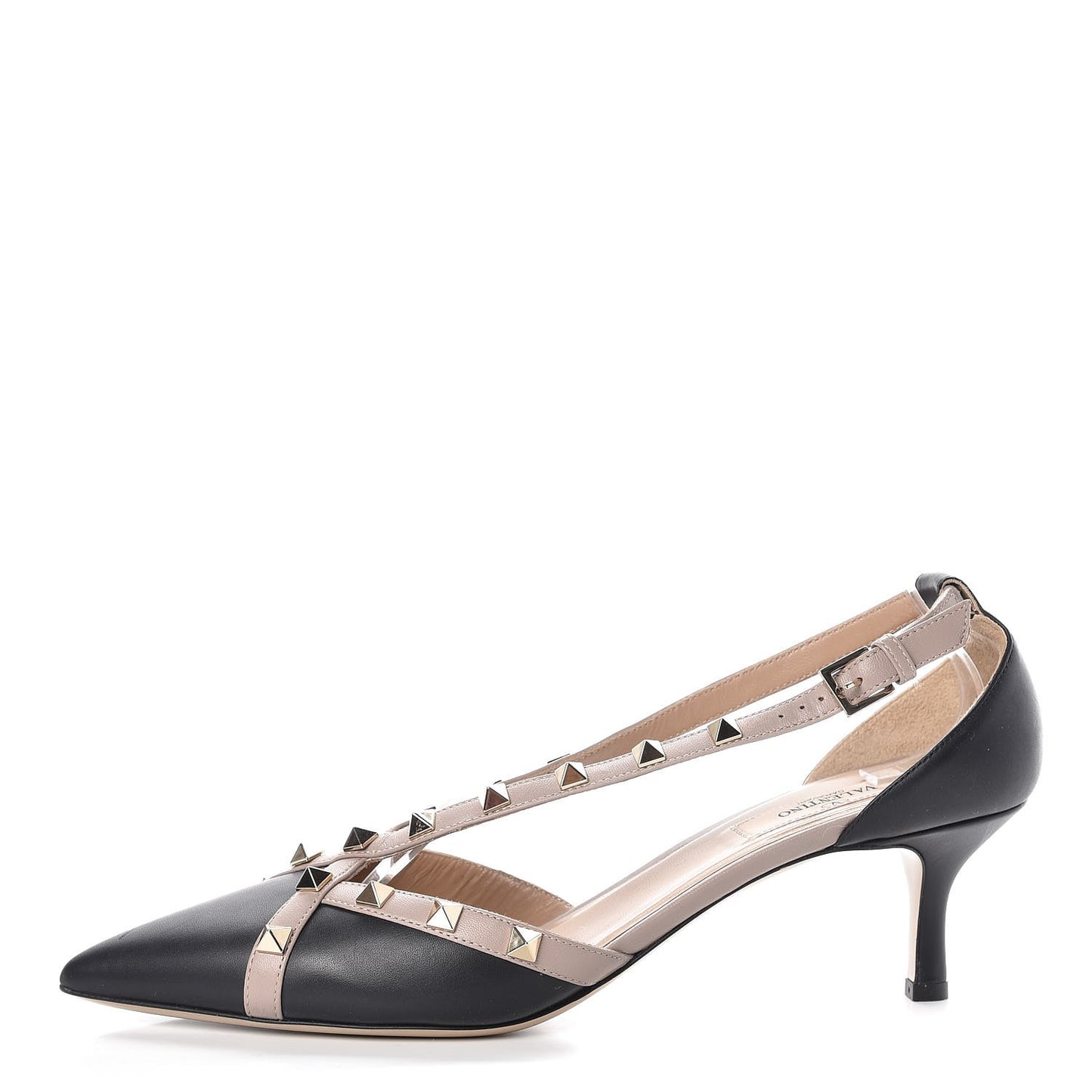 Nappa Rockstud Cross Strap D'Orsay 55mm Pumps 39.5 Black Poudre