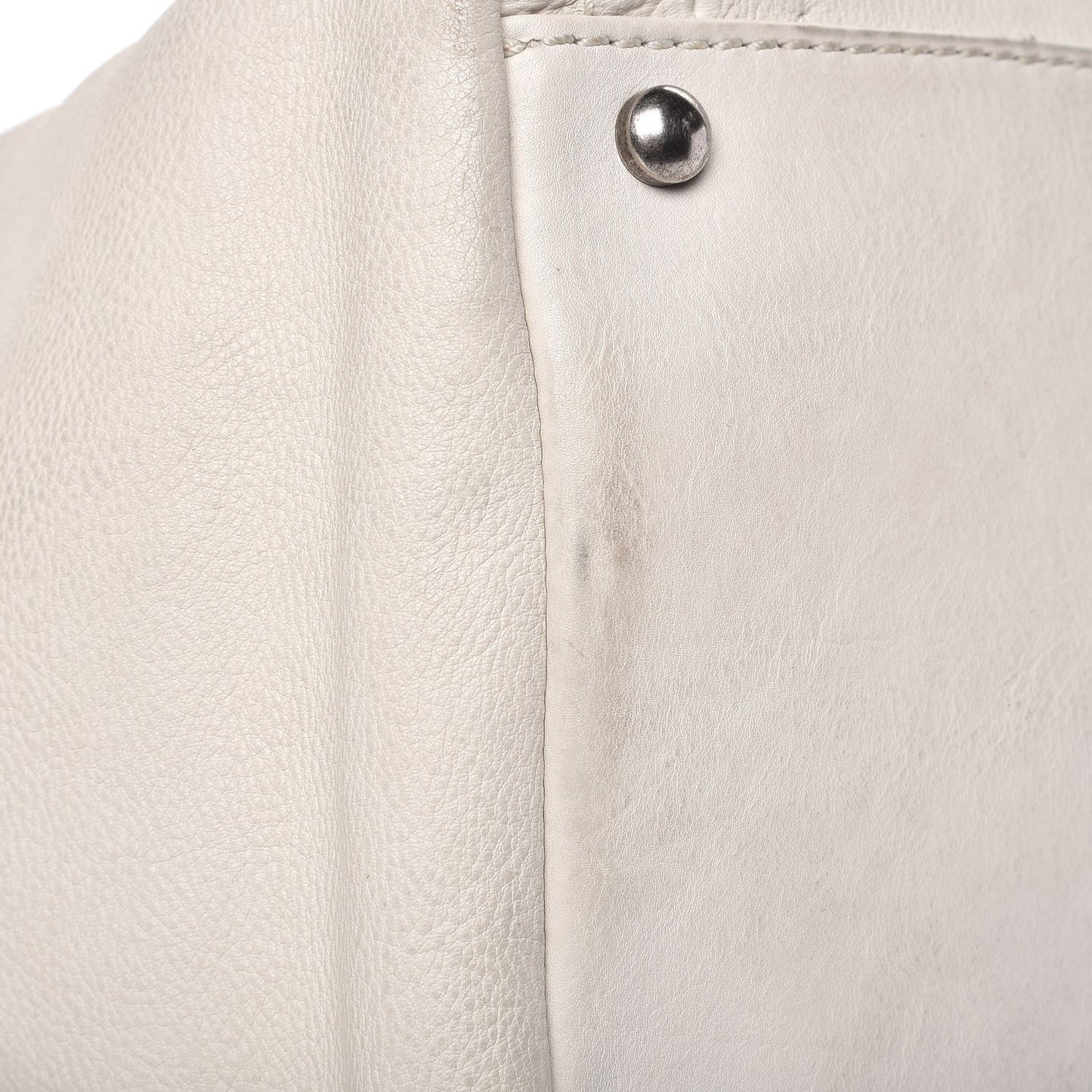 Calfskin Large East West Modern Chain Tote White