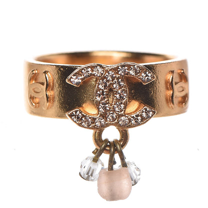 Chanel Crystal CC Logo Ring 53.1 6.5 Gold 1 of 4