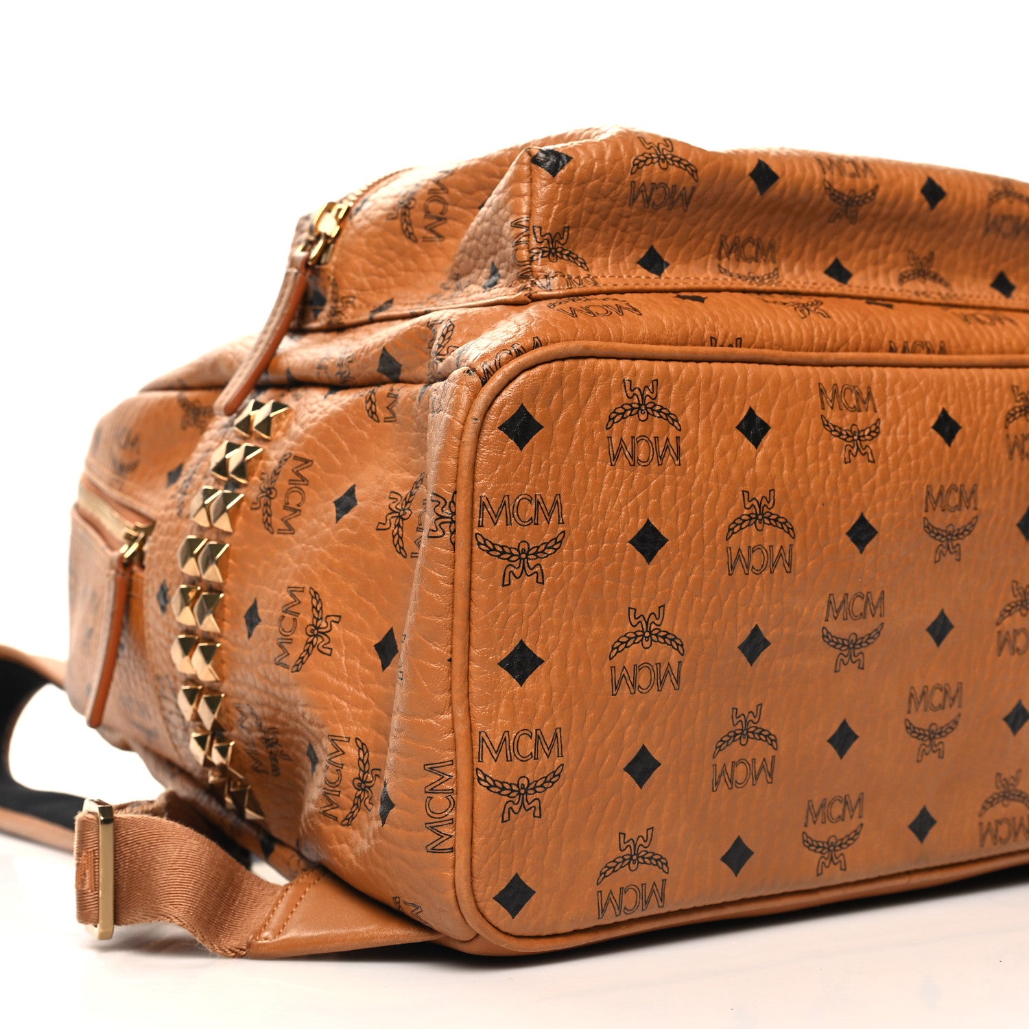 MCM Visetos Medium Side Studs Stark Backpack Cognac 8 of 11