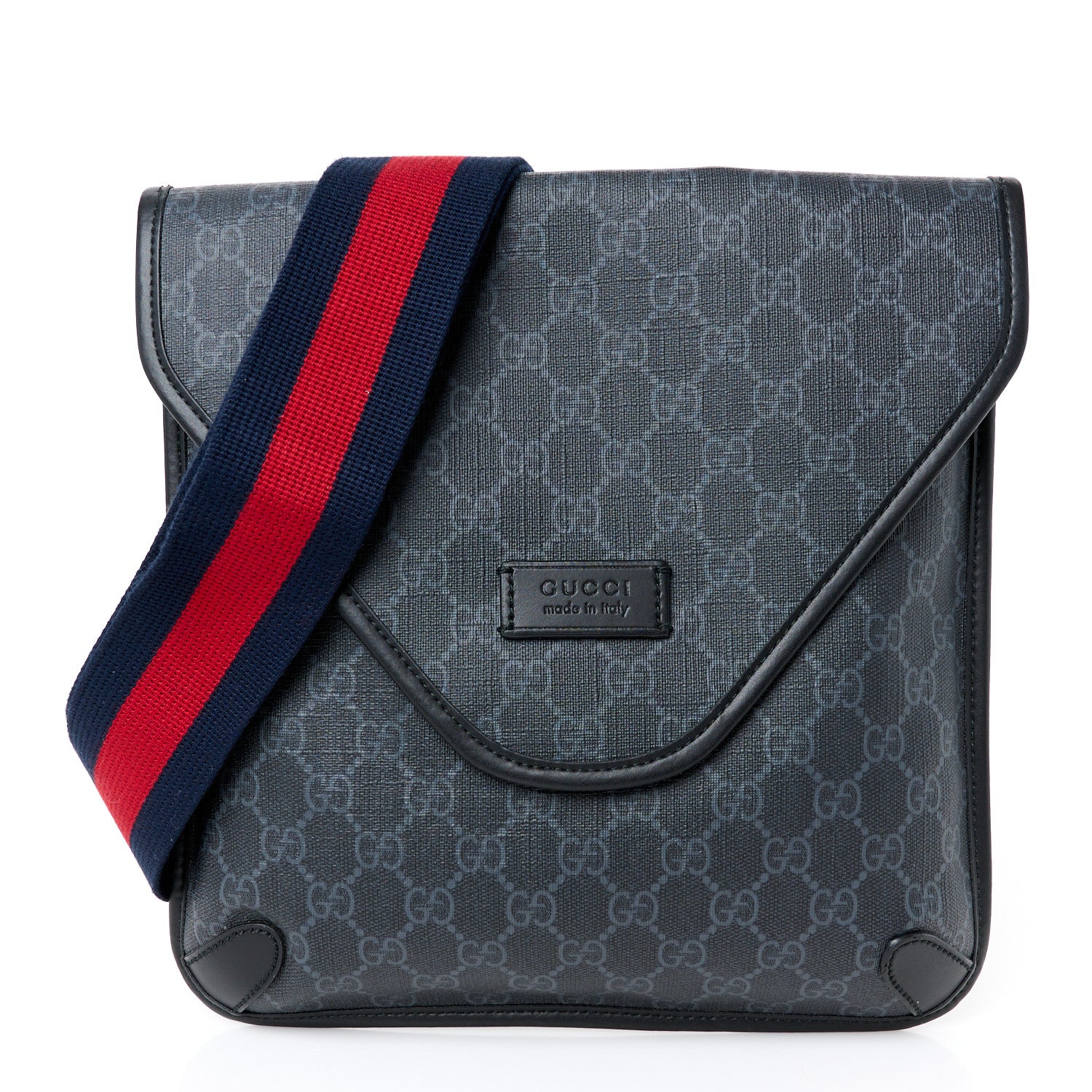 Gucci GG Supreme Monogram Web Medium Messenger Bag Black Grey 1 of 12