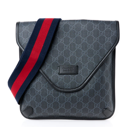 Gucci GG Supreme Monogram Web Medium Messenger Bag Black Grey 1 of 12