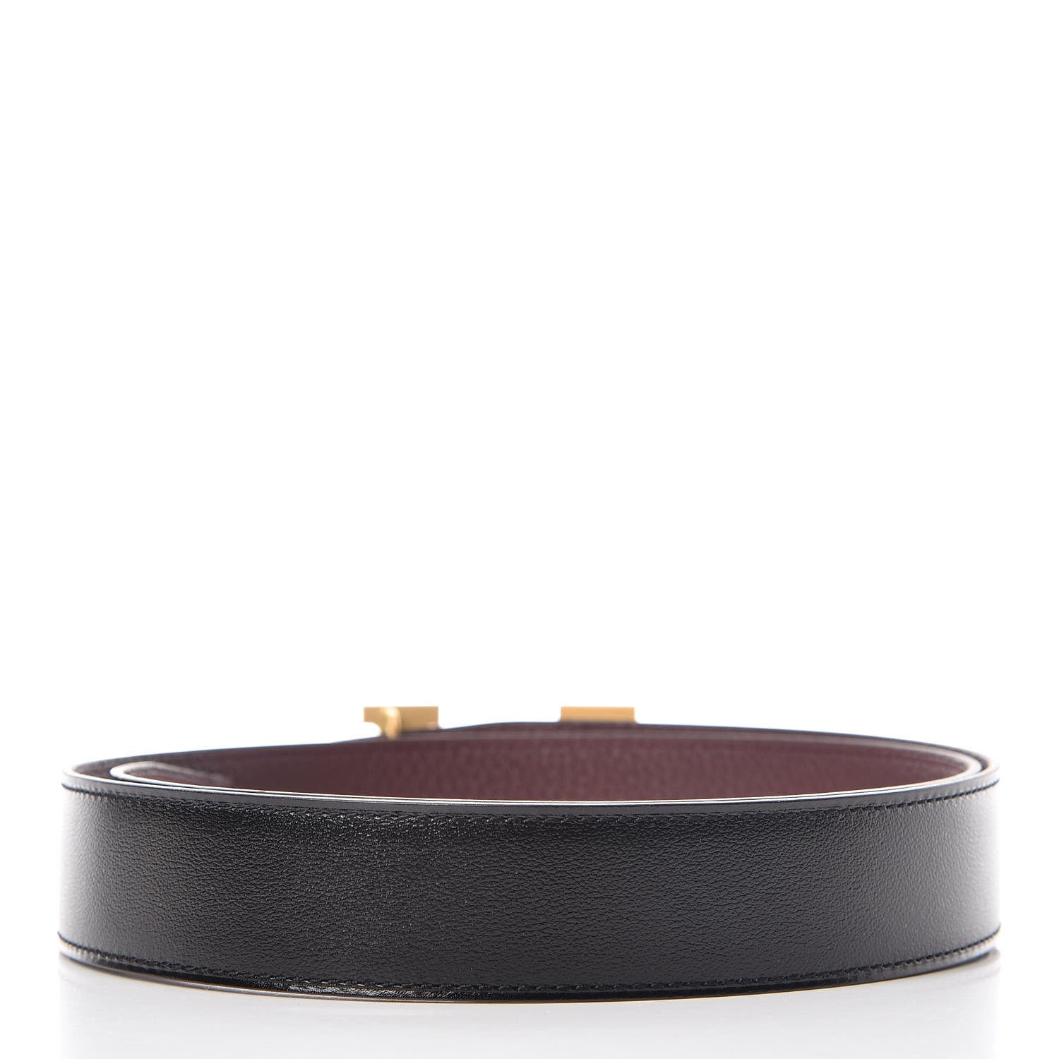 Hermes Box Togo 32mm Guilloche H Belt 85 Black Bordeaux 3 of 6