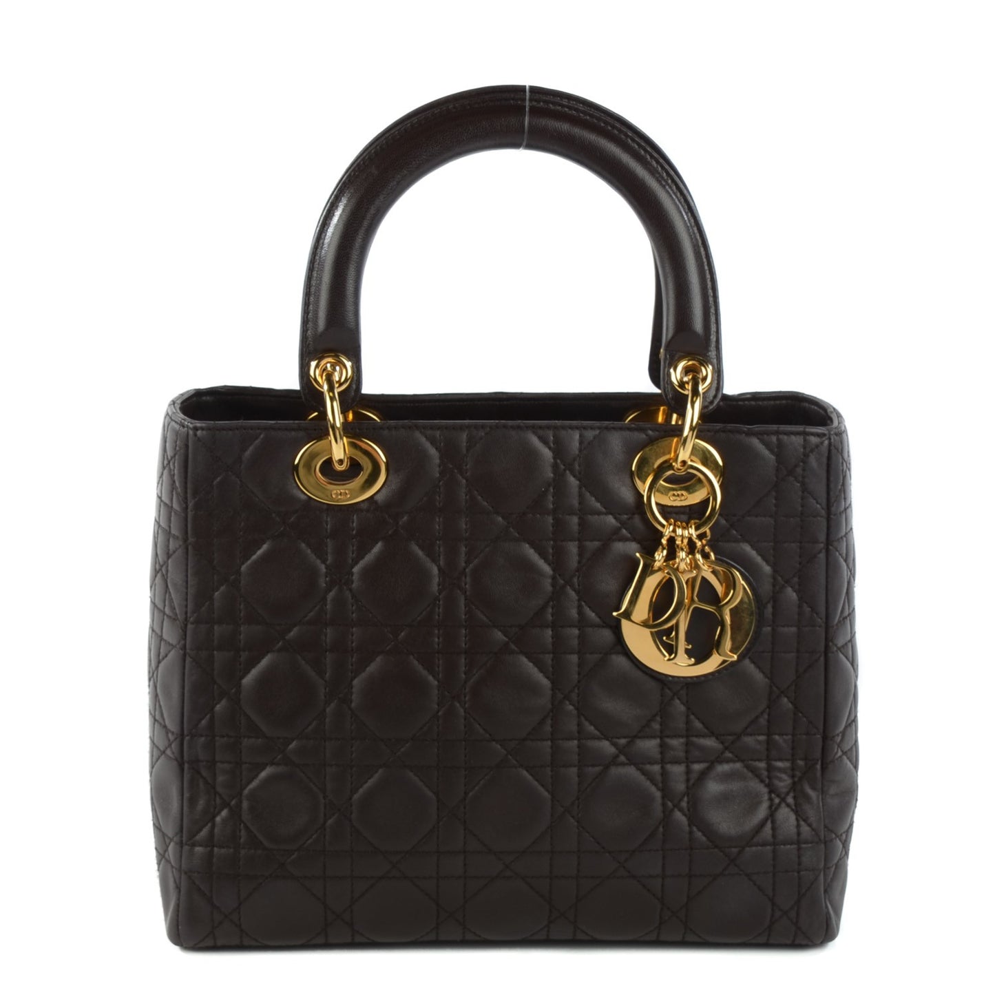 Lambskin Cannage Medium Lady Dior Dark Brown