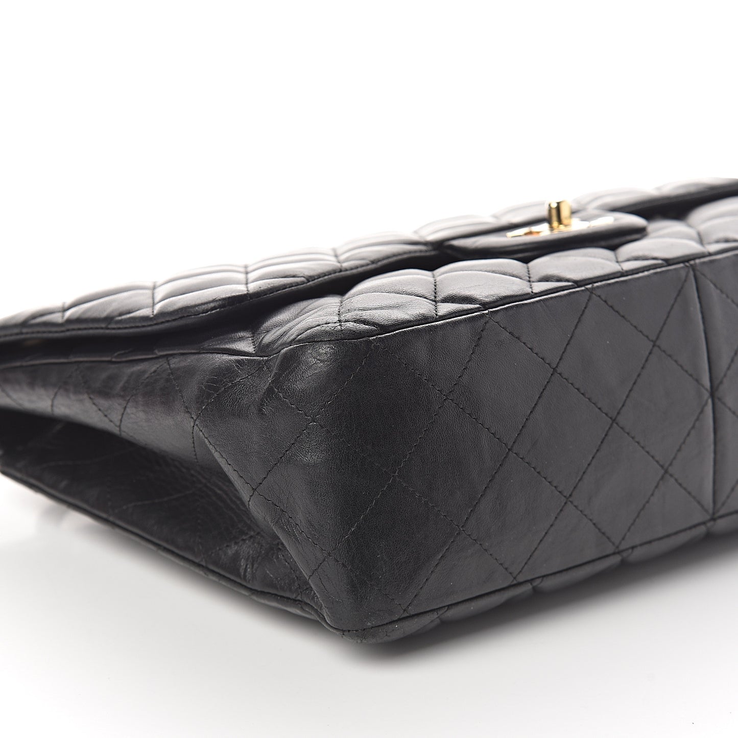 Lambskin Quilted Jumbo Single Flap Black