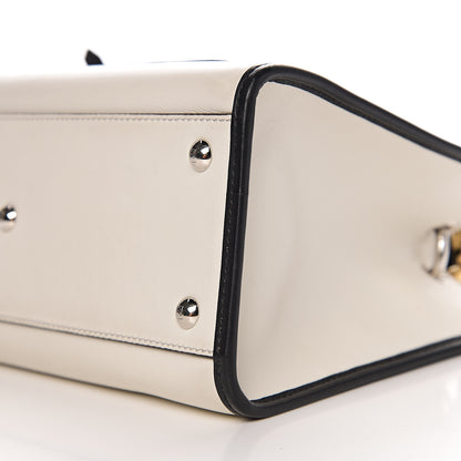 Fendi Vitello Century Opaco F is Fendi Bi-Color Small Runaway Satchel White Ice Black 11 of 12