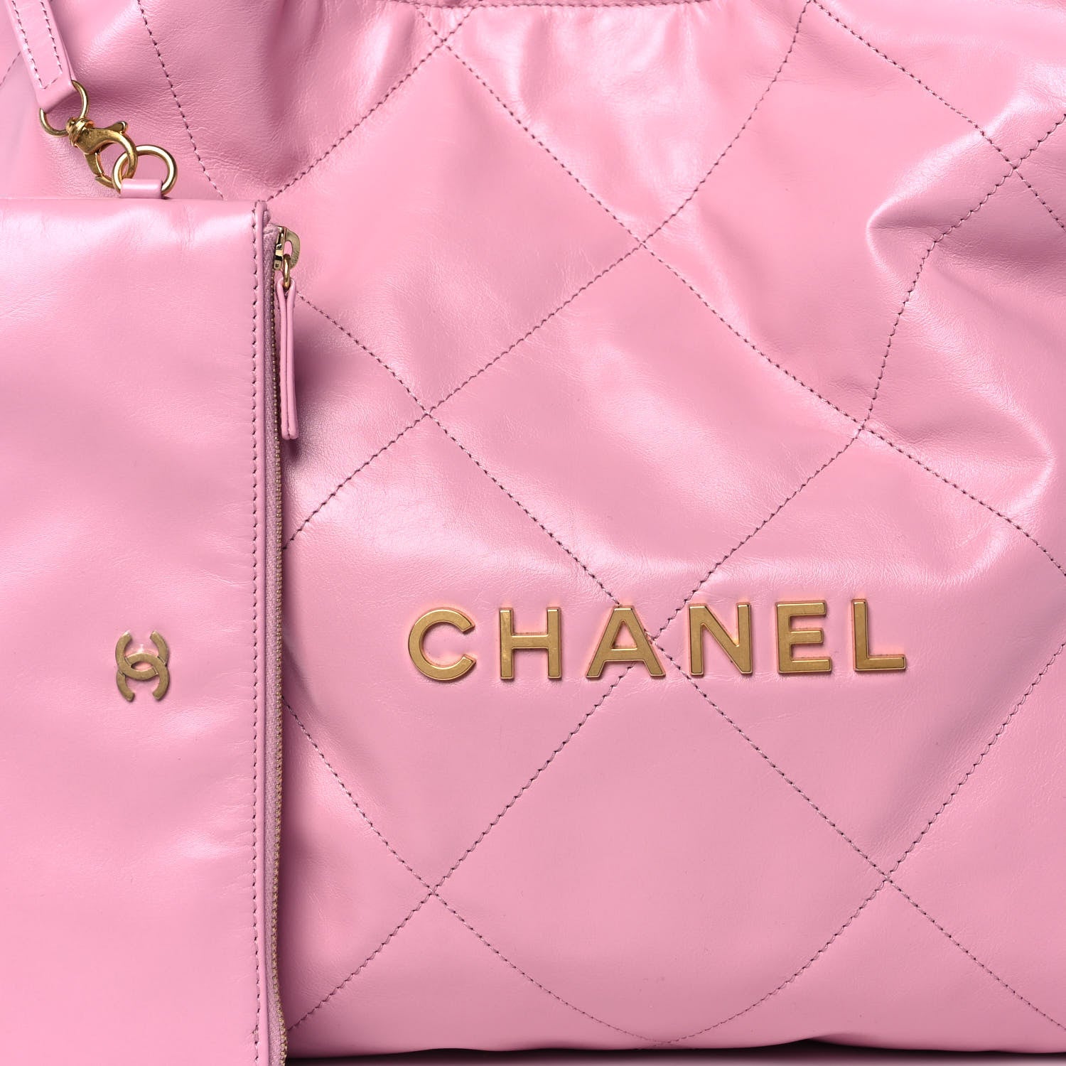 Chanel Shiny Calfskin Quilted Chanel 22 Drawstring Bag Dark Pink 9 of 12