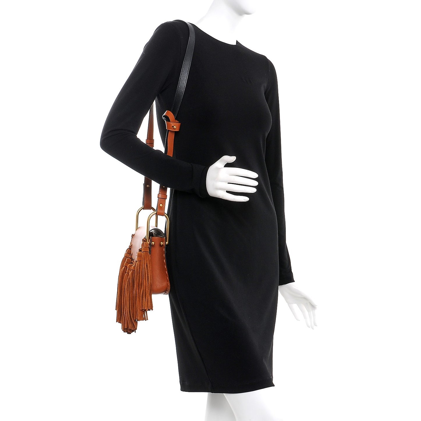 Calfskin Mini Hudson Fringe Shoulder Bag Caramel
