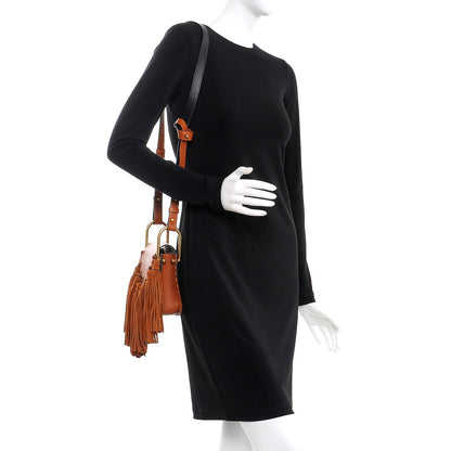 Chloe Calfskin Mini Hudson Fringe Shoulder Bag Caramel 2 of 7