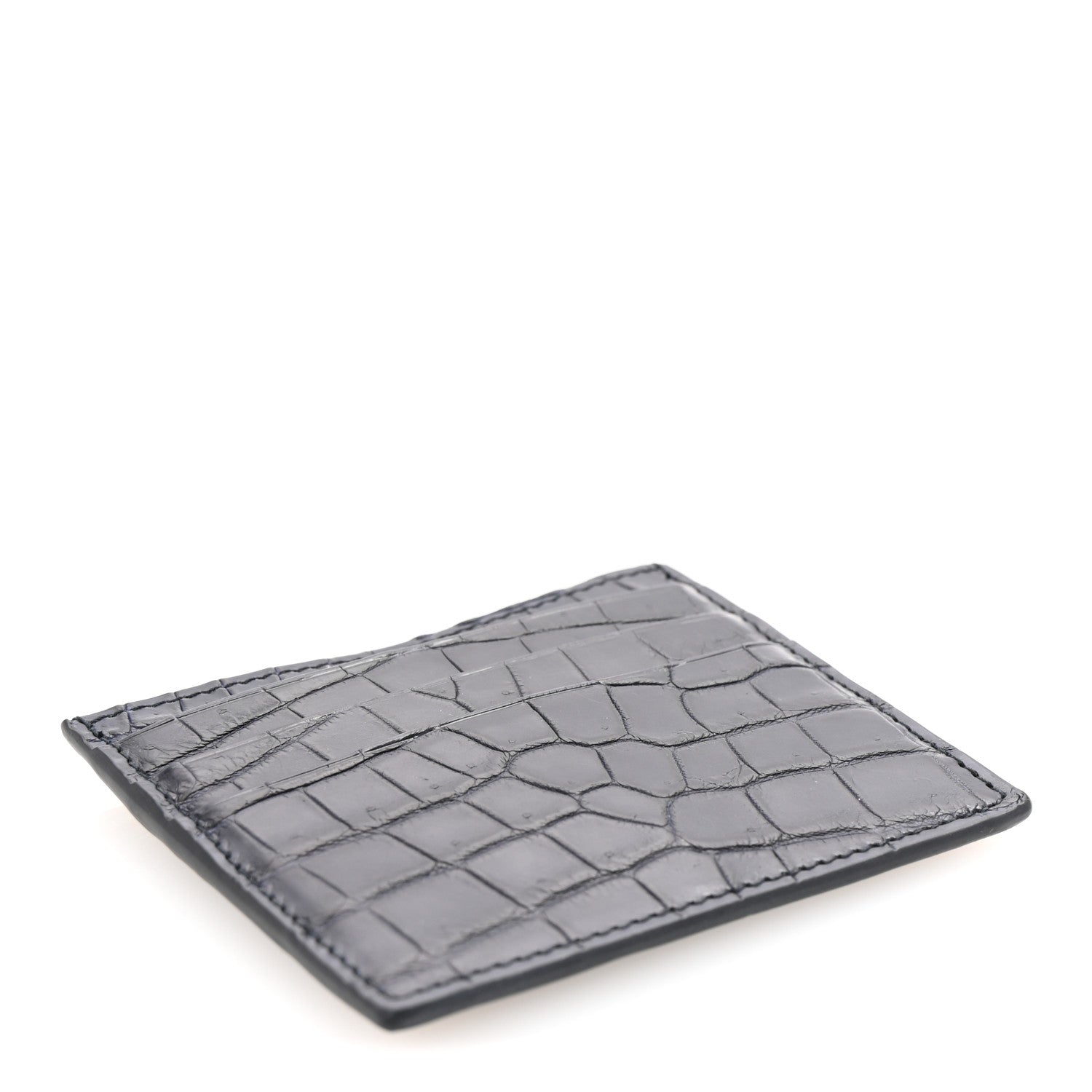 Bottega Veneta Crocodile Card Holder Navy Blue 4 of 8