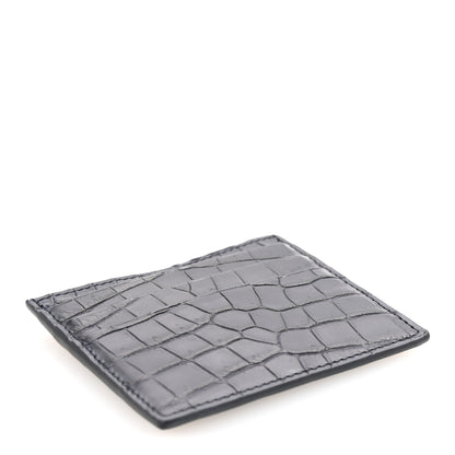 Bottega Veneta Crocodile Card Holder Navy Blue 4 of 8