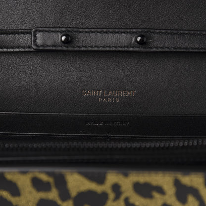 Saint Laurent Patent Leopard Print Monogram Chain Wallet Leopard Black Gold 8 of 9
