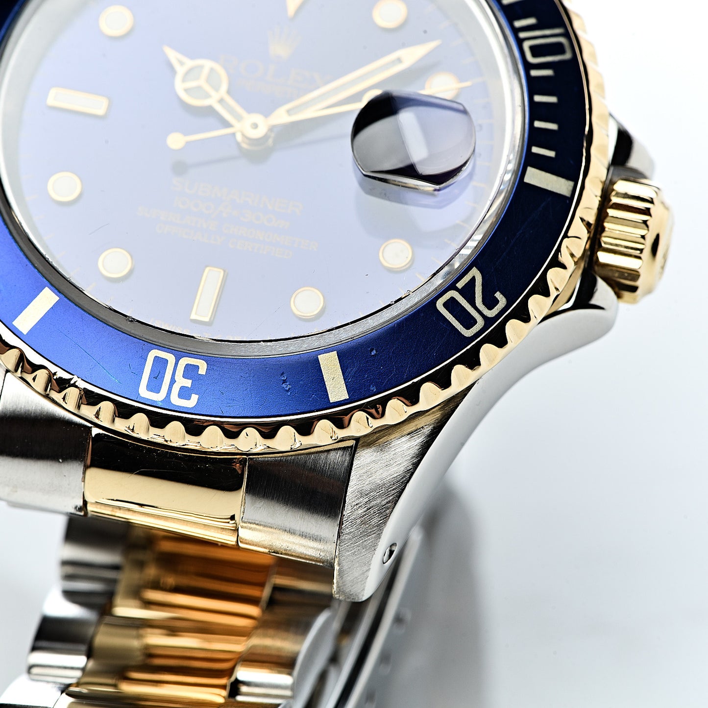 Stainless Steel 18K Yellow Gold 40mm Submariner Date Watch Royal Blue 16613