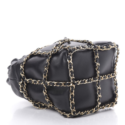Chanel Lambskin Bucket Chain Drawstring Bag Black 4 of 11