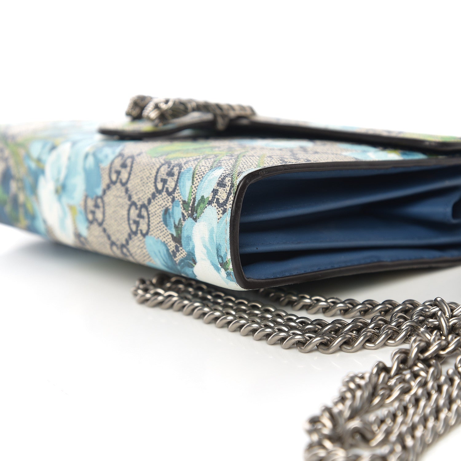 Gucci GG Supreme Monogram Blooms Mini Dionysus Chain Wallet Beige Blue Navy Vintage Blue 13 of 15