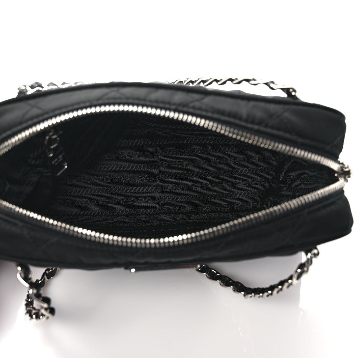 Nylon Tessuto Impuntu Quilted Bandoliera Crossbody Bag Black