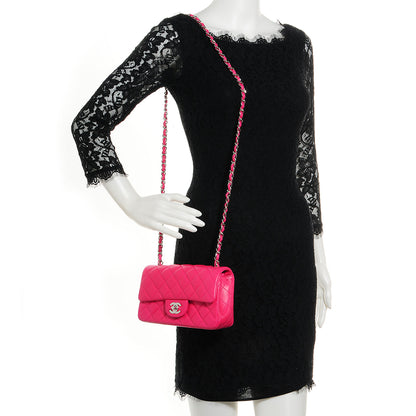 Chanel Lambskin Quilted Mini Flap Dark Pink 2 of 10