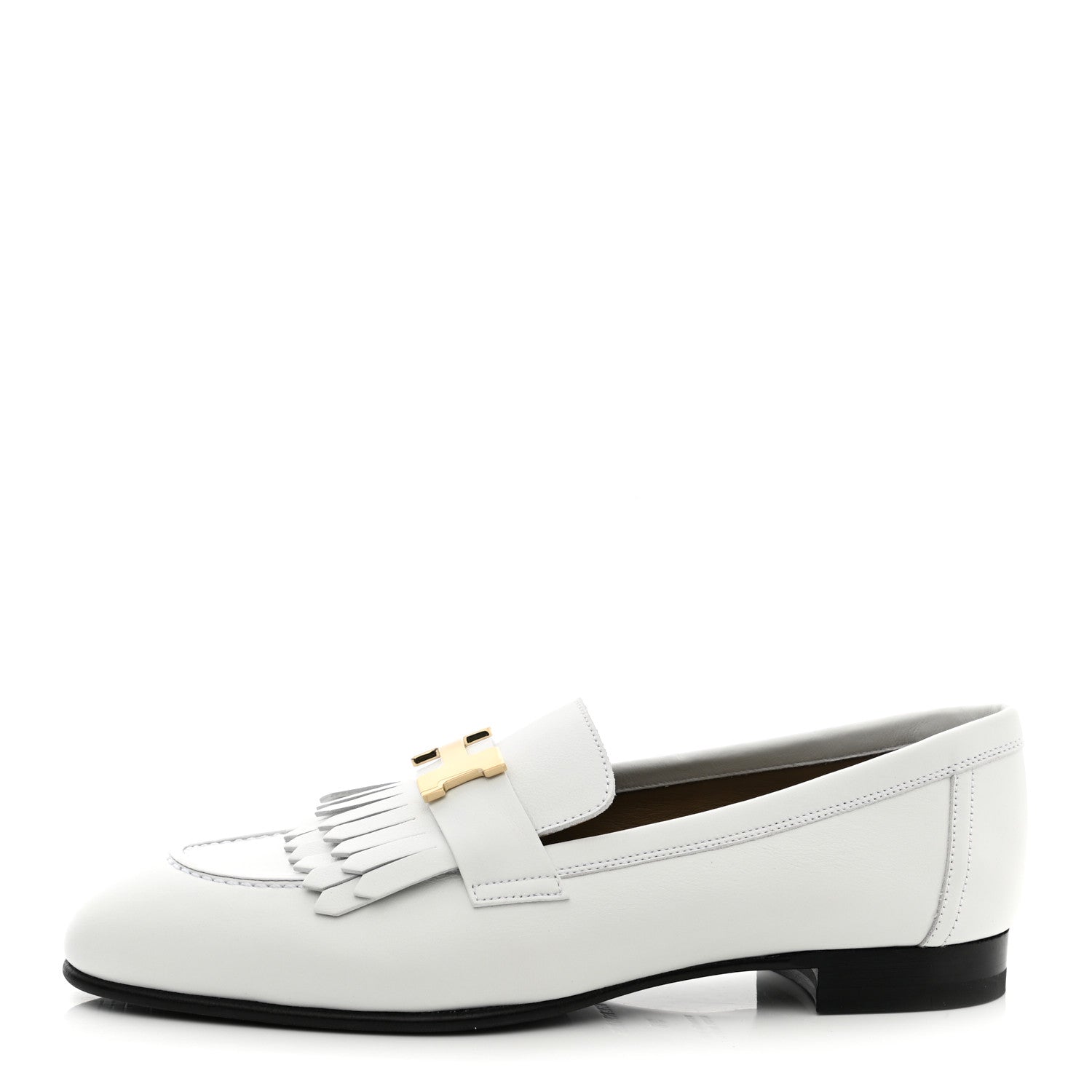 Hermes Calfskin Womens Royal Loafers 38 White 1 of 9