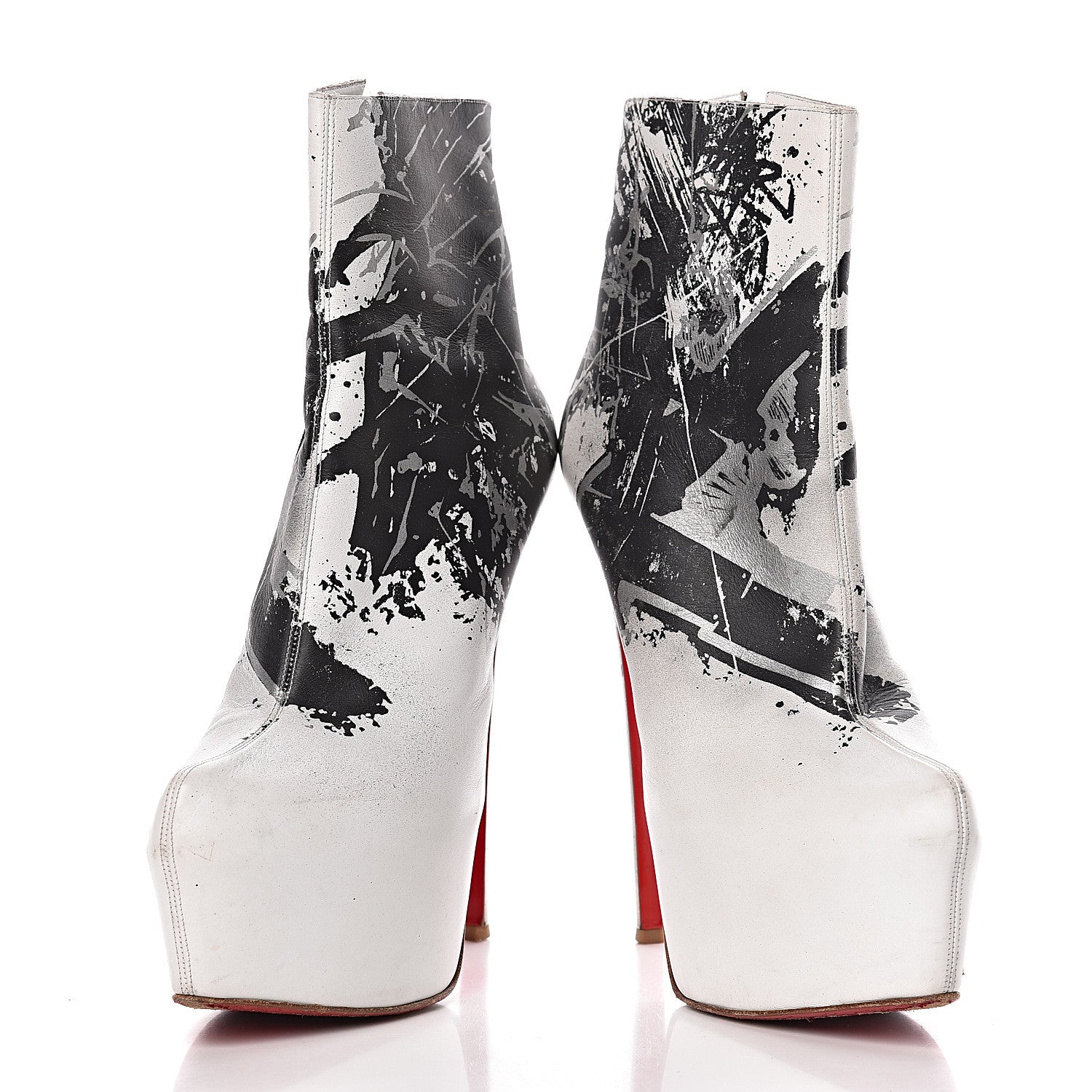Christian Louboutin Calfskin Daf Booty Tag 160 Ankle Boots 41 White Black 6 of 11