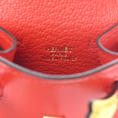 Hermes Tadelakt Chevre Mysore Kelly Quelle Idole Bag Charm Capucine Jaune De Naples Vert Vertigo Zanzibar 4 of 5