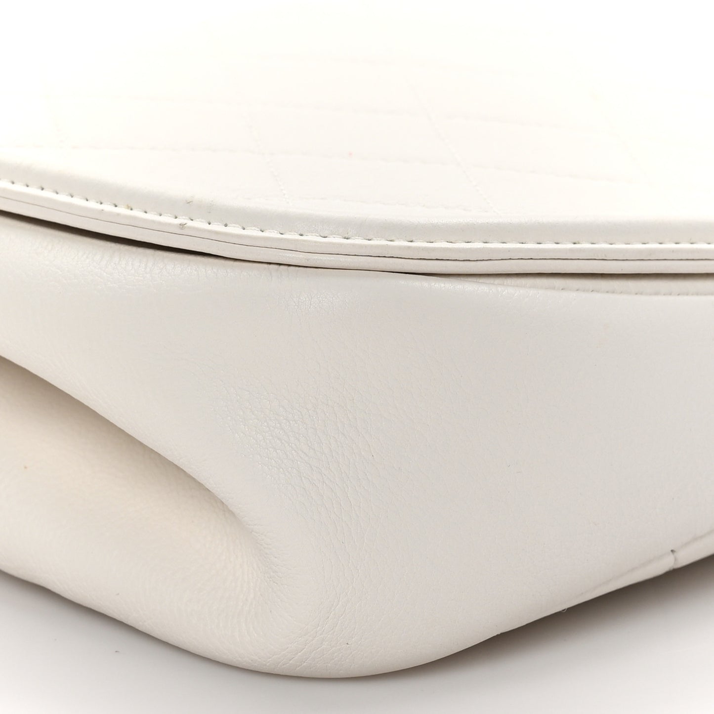 Calfskin Quilted Underline Flap White