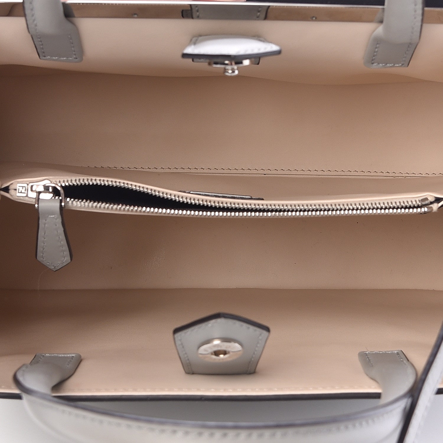 Fendi Vitello Cenury Petite 2Jours Tote Ghiaccio Camelia 5 of 12